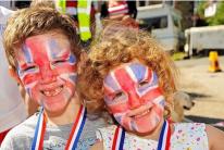 Brother and sister Jonti, 8, and Lilla, 6, had their faces painted for the party at Angarrack